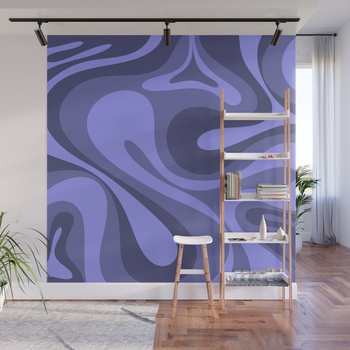 Mod Swirl Retro Abstract Pattern in Periwinkle Purple Tones Wall Mural Gallery Image 1