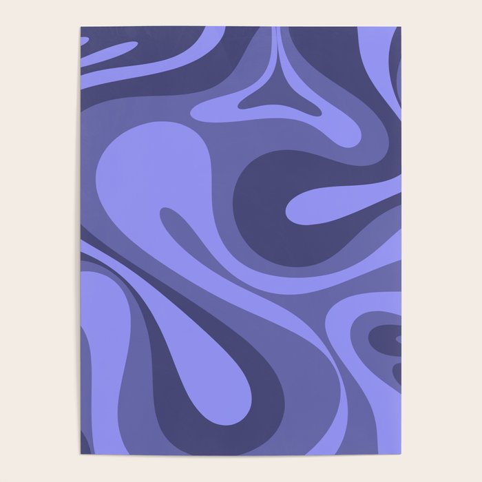 Mod Swirl Retro Abstract Pattern in Periwinkle Purple Tones Poster Gallery Image 4