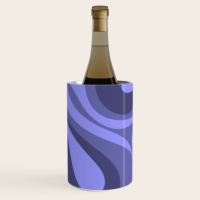 Mod Swirl Retro Abstract Pattern in Periwinkle Purple Tones Wine Chiller Gallery Image 1
