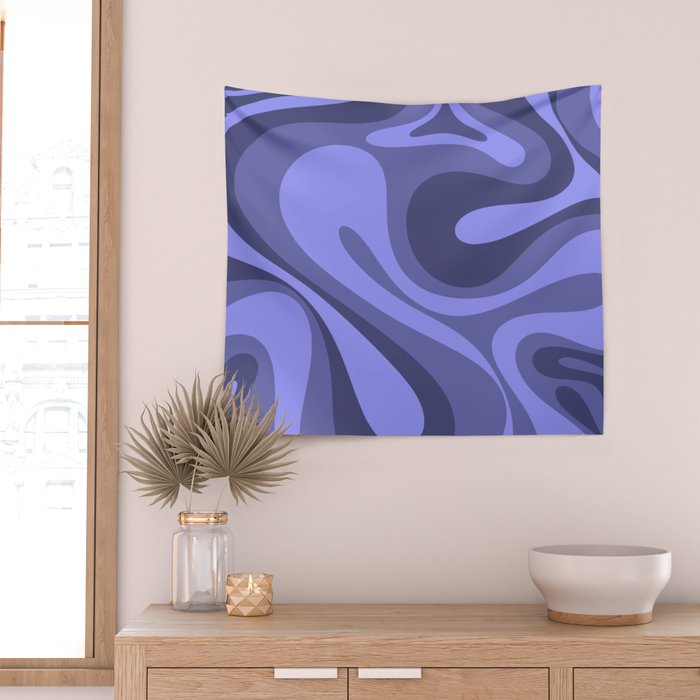 Mod Swirl Retro Abstract Pattern in Periwinkle Purple Tones Wall Tapestry Gallery Image 2