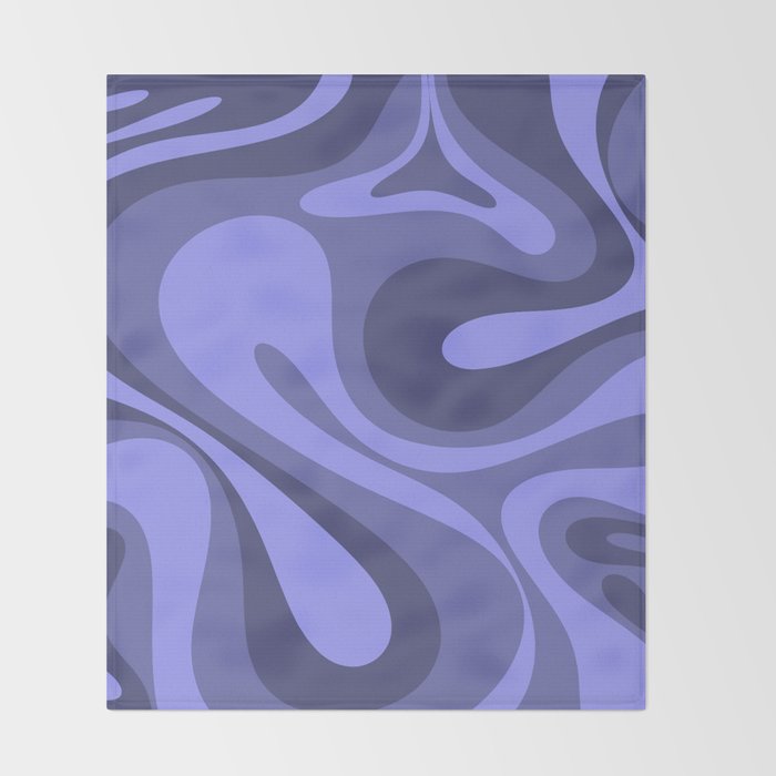 Mod Swirl Retro Abstract Pattern in Periwinkle Purple Tones Throw Blanket Gallery Image 2