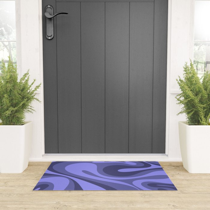Mod Swirl Retro Abstract Pattern in Periwinkle Purple Tones Welcome Mat Gallery Image 3