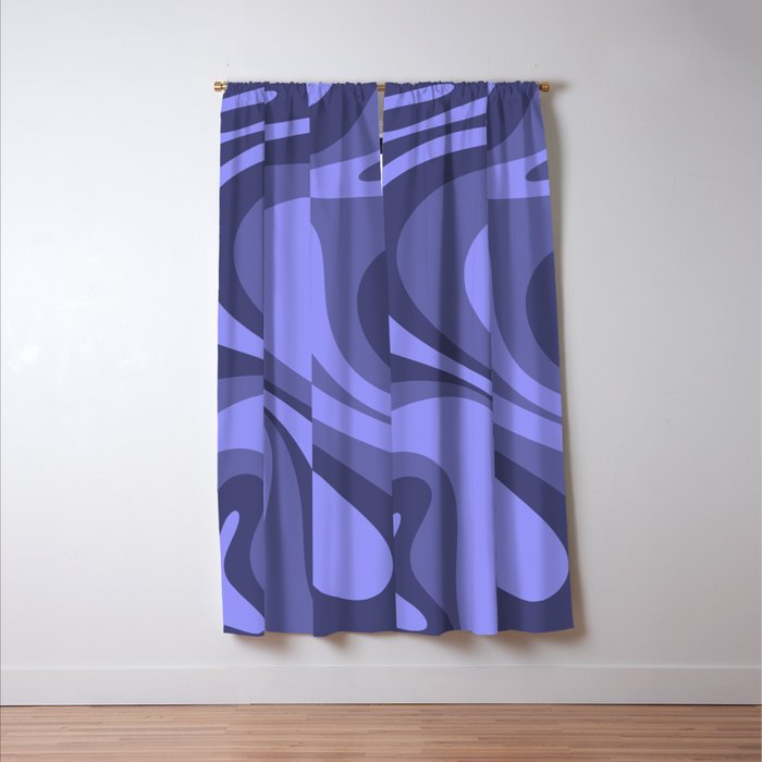 Mod Swirl Retro Abstract Pattern in Periwinkle Purple Tones Window Curtain Gallery Image 3
