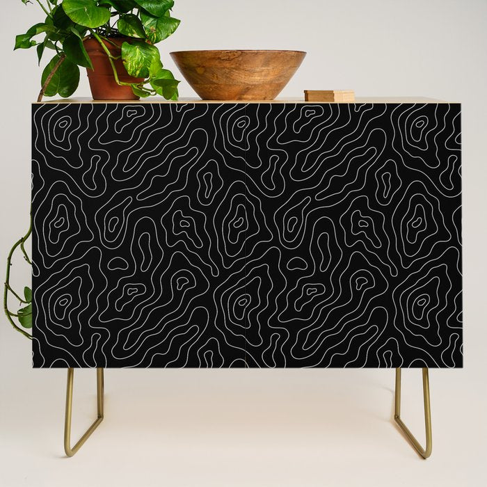 Abstract topography map line art pattern Credenza Gallery Image 1