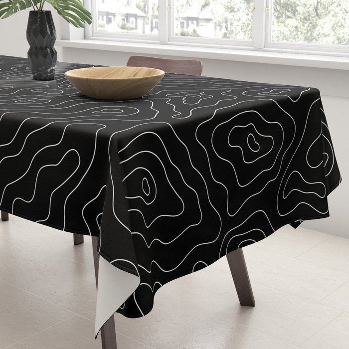 Abstract topography map line art pattern Tablecloth Gallery Image 3