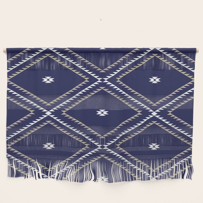 Southwestern Geometric - Tan White Navy Wall Hanging Gallery Image 1