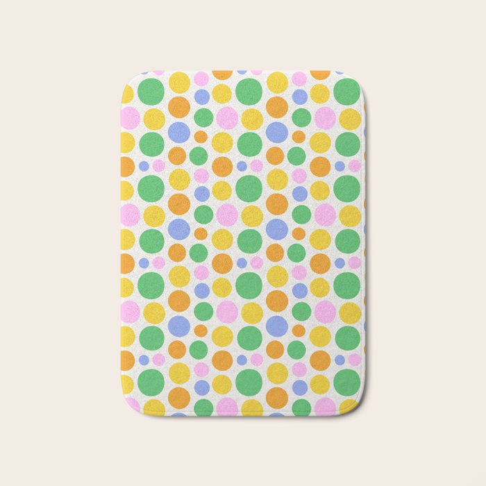 Colorful polka dot circle cartoon pattern Bath Mat Gallery Image 1