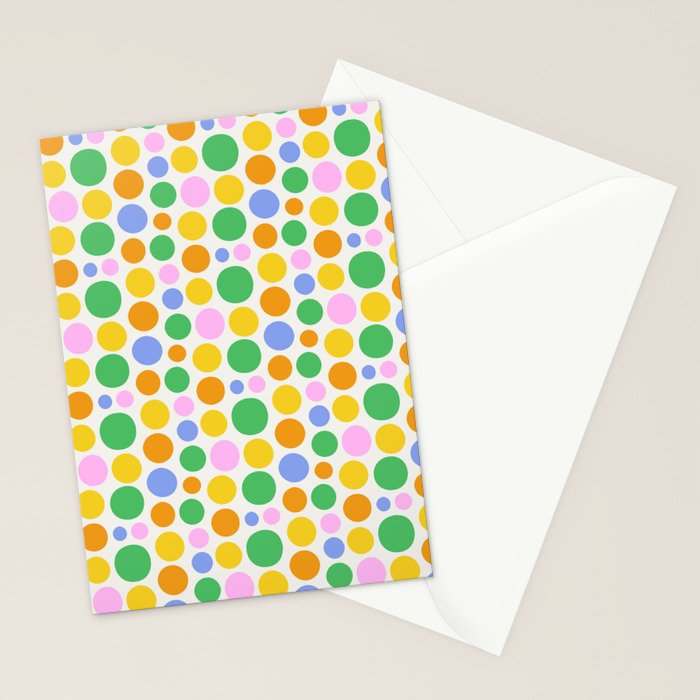 Colorful polka dot circle cartoon pattern Stationery Card Gallery Image 2