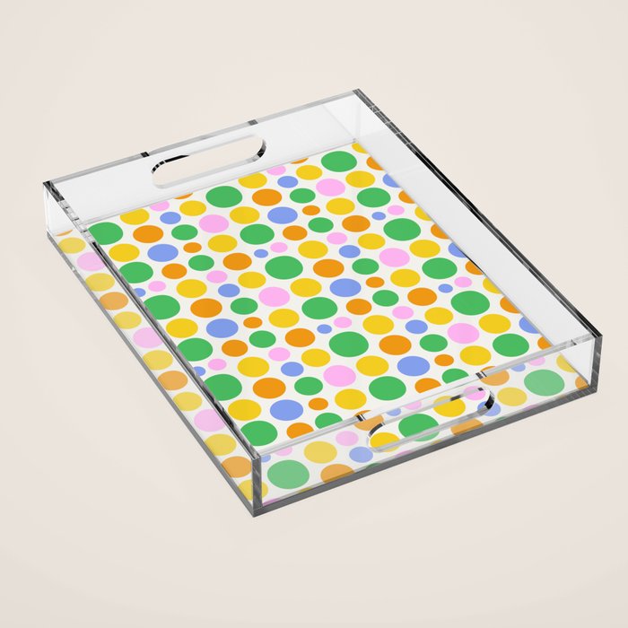 Colorful polka dot circle cartoon pattern Acrylic Tray Gallery Image 1