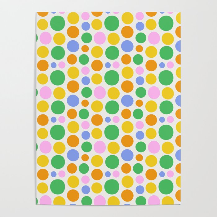 Colorful polka dot circle cartoon pattern Poster Gallery Image 1