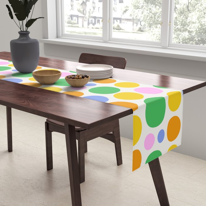 Colorful polka dot circle cartoon pattern Table Runner Gallery Image 2
