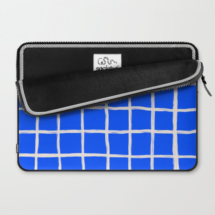 Cobalt Blue Checker Grid Laptop Sleeve Gallery Image 2