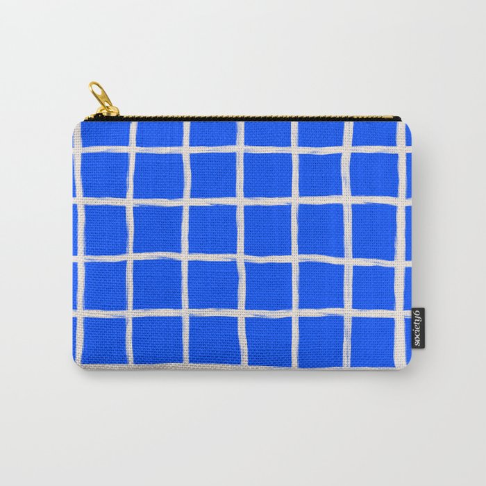 Cobalt Blue Checker Grid Carry All Pouch Gallery Image 1
