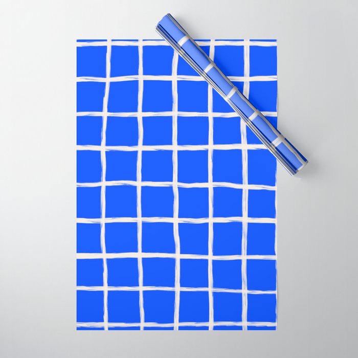 Cobalt Blue Checker Grid Wrapping Paper Gallery Image 1
