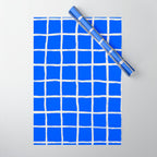 Cobalt Blue Checker Grid Wrapping Paper Gallery Image 1