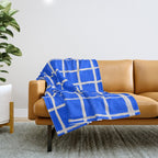 Cobalt Blue Checker Grid Throw Blanket Gallery Image 1