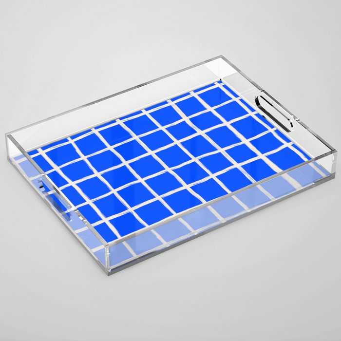 Cobalt Blue Checker Grid Acrylic Tray Gallery Image 1