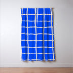 Cobalt Blue Checker Grid Window Curtain Gallery Image 3