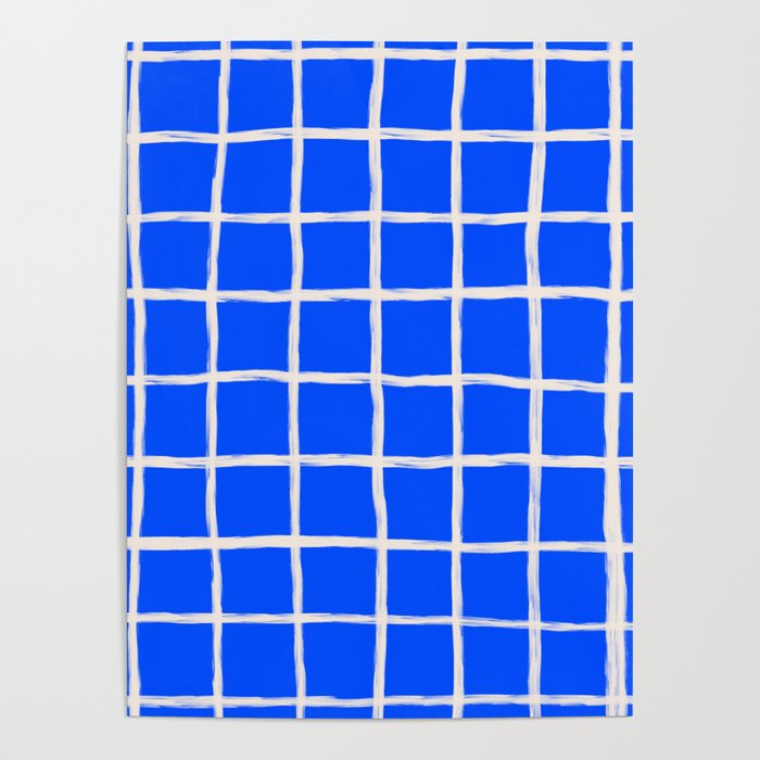 Cobalt Blue Checker Grid Poster Gallery Image 4