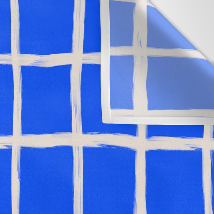 Cobalt Blue Checker Grid Wall Tapestry Gallery Image 3