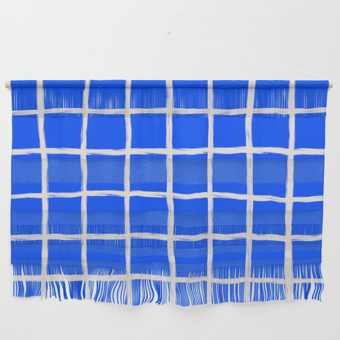 Cobalt Blue Checker Grid Wall Hanging Gallery Image 1