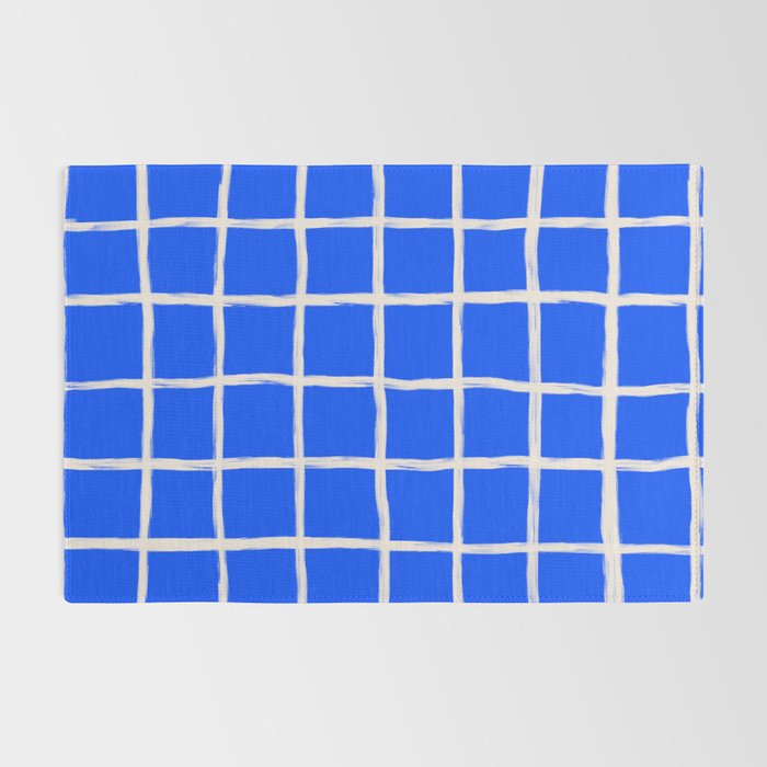 Cobalt Blue Checker Grid Rug Gallery Image 2