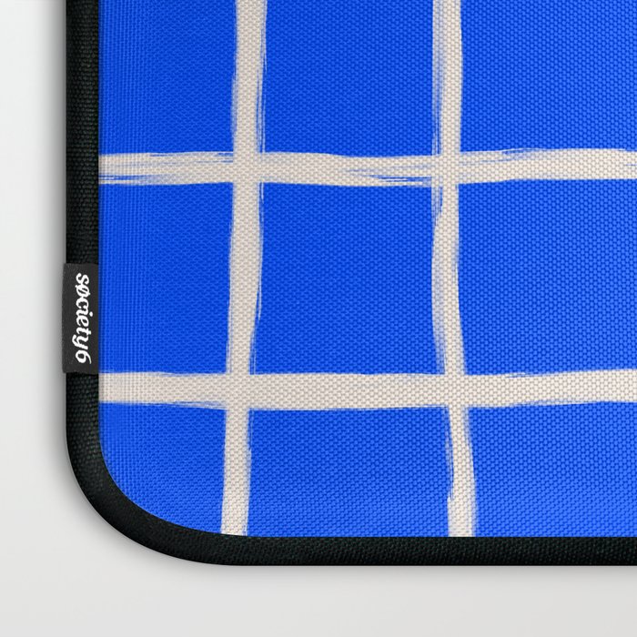 Cobalt Blue Checker Grid Laptop Sleeve Gallery Image 3