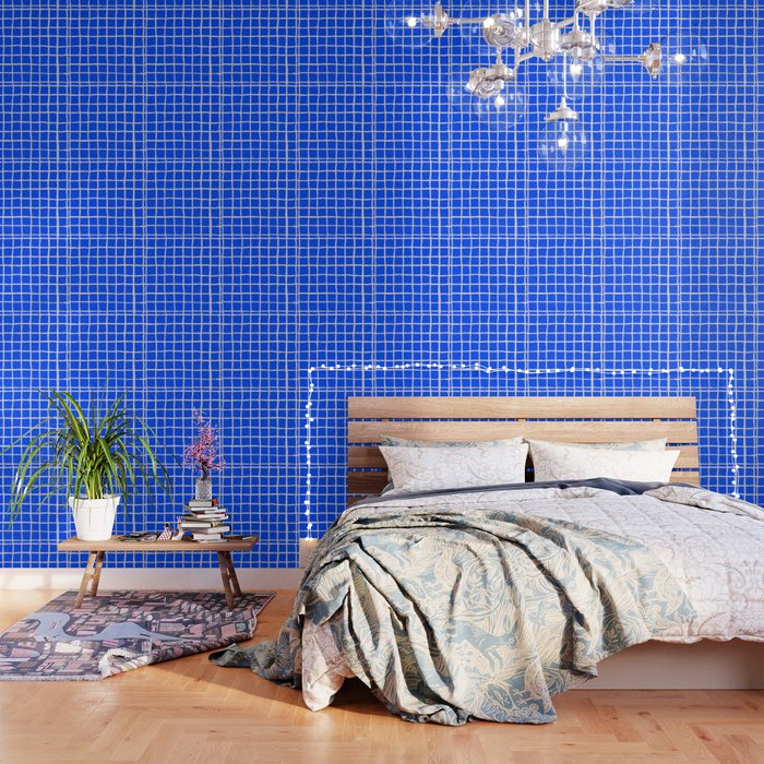 Cobalt Blue Checker Grid Wallpaper Gallery Image 3