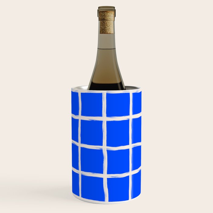 Cobalt Blue Checker Grid Wine Chiller Gallery Image 1