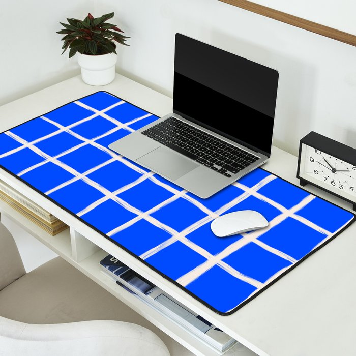 Cobalt Blue Checker Grid Desk Mat Gallery Image 2