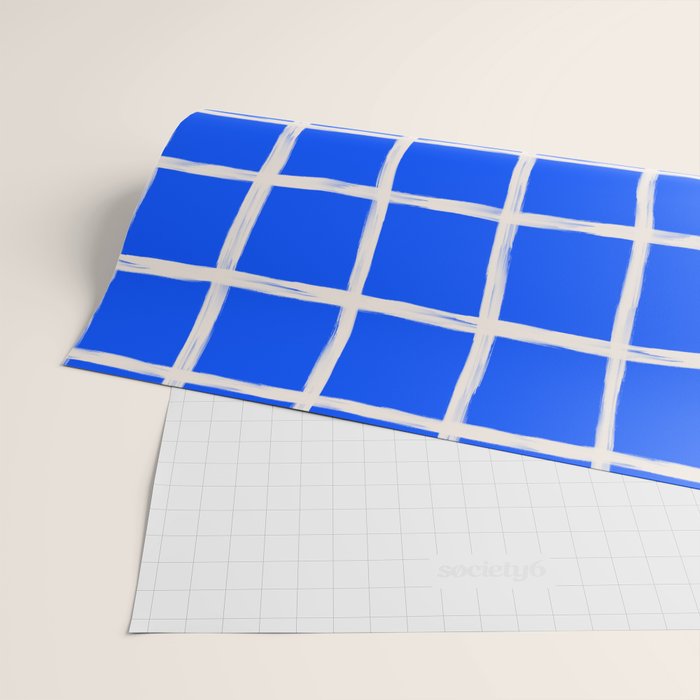 Cobalt Blue Checker Grid Wrapping Paper Gallery Image 2