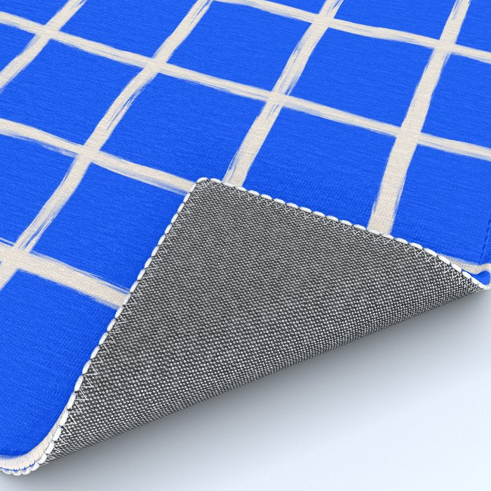 Cobalt Blue Checker Grid Rug Gallery Image 4