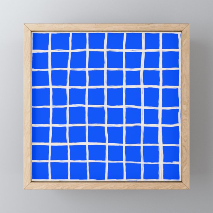 Cobalt Blue Checker Grid Mini Art Print Gallery Image 1