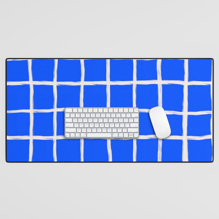 Cobalt Blue Checker Grid Desk Mat Gallery Image 1