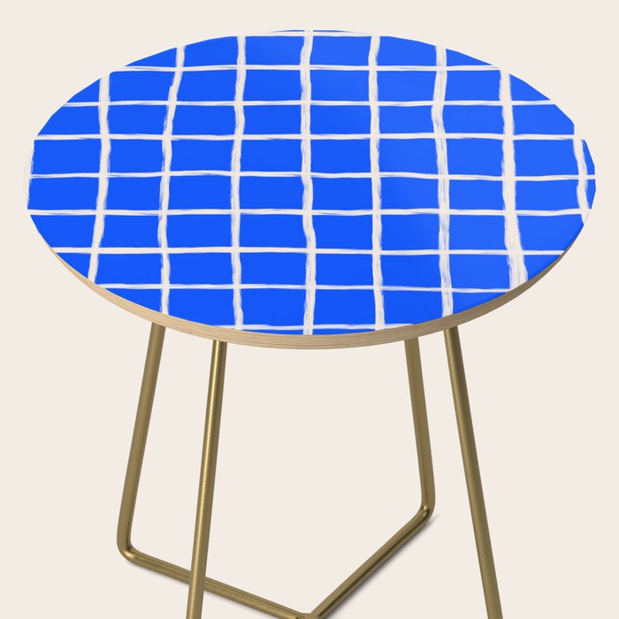 Cobalt Blue Checker Grid Side Table Gallery Image 2