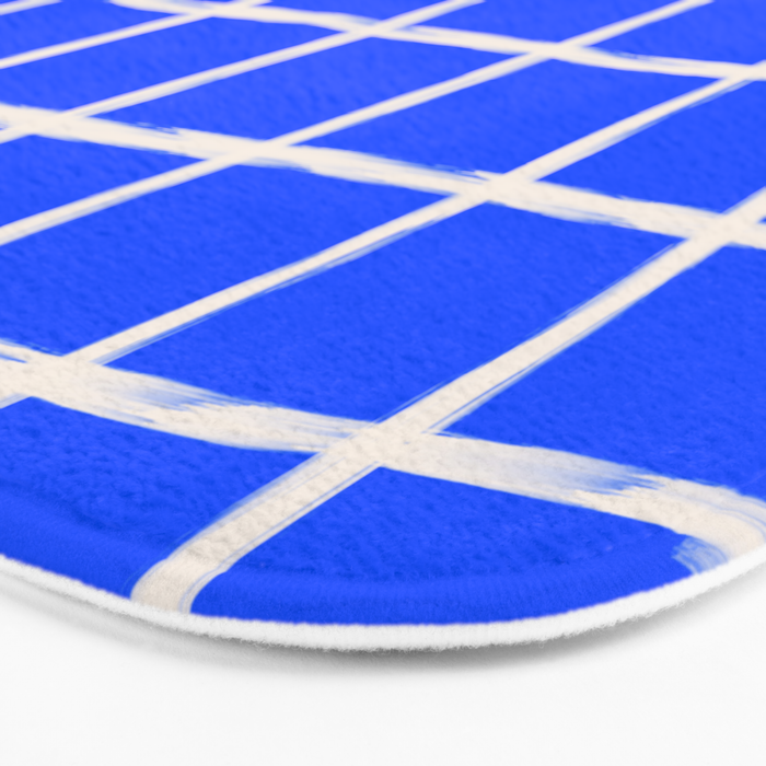 Cobalt Blue Checker Grid Bath Mat Gallery Image 3