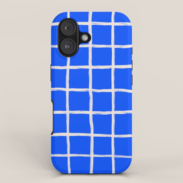 Cobalt Blue Checker Grid iPhone Case Gallery Image 1