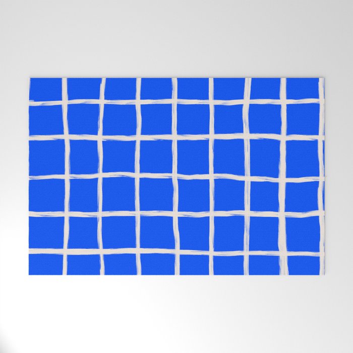 Cobalt Blue Checker Grid Welcome Mat Gallery Image 1