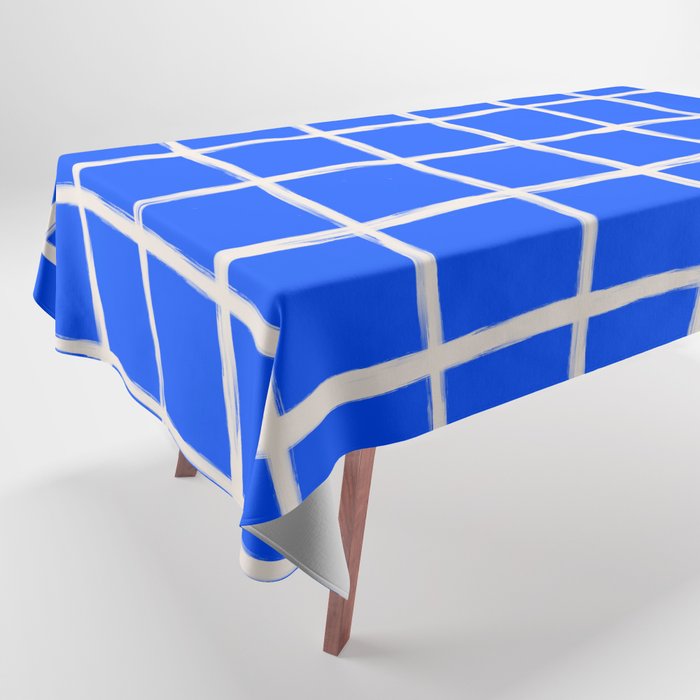 Cobalt Blue Checker Grid Tablecloth Gallery Image 1