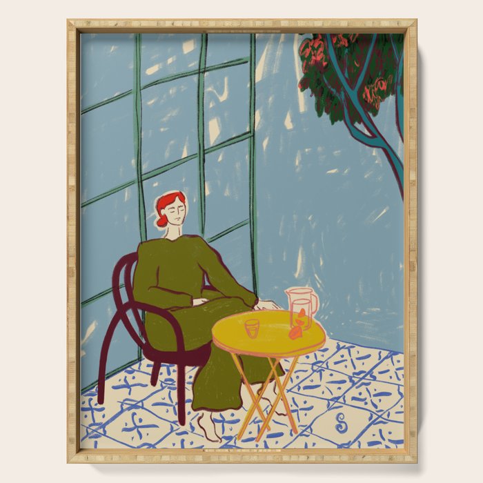 WOMAN UNDER A TREE Serving Tray Gallery Image 1