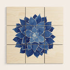 Indigo Succulent |  Watercolor Painting Wood Wall Art Gallery Image 1