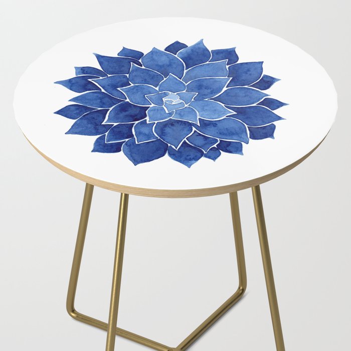 Indigo Succulent |  Watercolor Painting Side Table Gallery Image 2