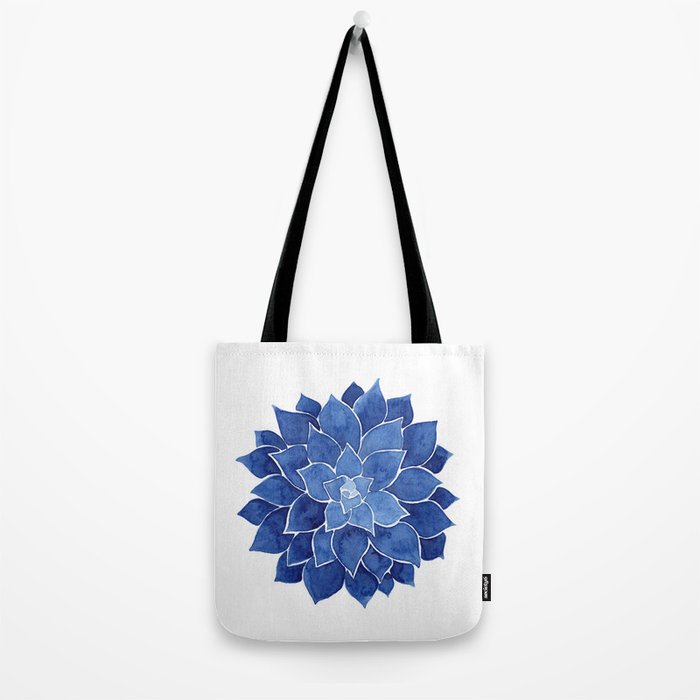 Indigo Succulent |  Watercolor Painting Tote Bag Gallery Image 2