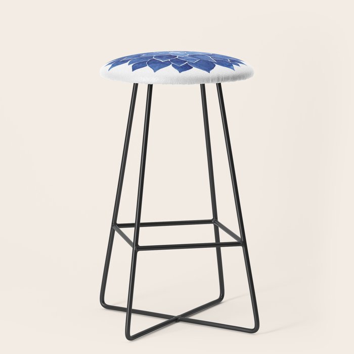 Indigo Succulent |  Watercolor Painting Stool Gallery Image 1