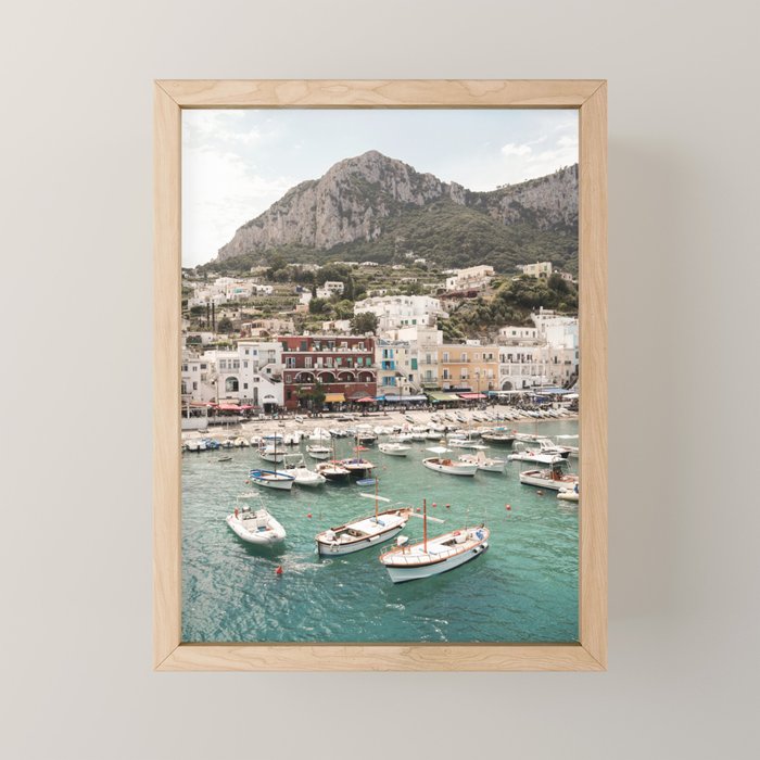 Capri Island View Italy Photo | Boats In The Harbor Landscape Art Print | Europe Nature Travel Photography Mini Art Print Gallery Image 1