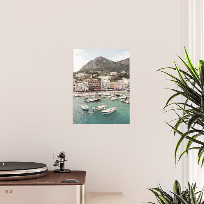 Capri Island View Italy Photo | Boats In The Harbor Landscape Art Print | Europe Nature Travel Photography Poster Gallery Image 2