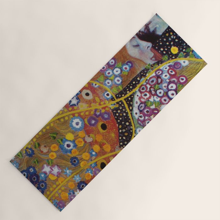 Gustav Klimt - The Mermaids II with poppies oceanic / floral portrait painting Yoga Mat Gallery Image 1