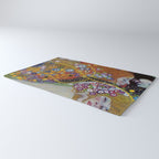 Gustav Klimt - The Mermaids II with poppies oceanic / floral portrait painting Rug Gallery Image 3