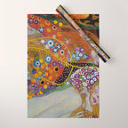 Gustav Klimt - The Mermaids II with poppies oceanic / floral portrait painting Wrapping Paper Gallery Image 1