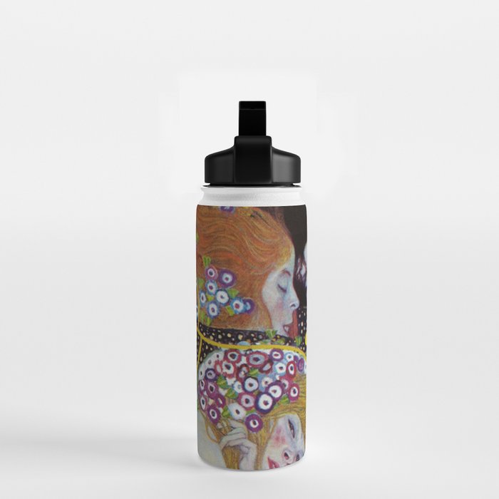 Gustav Klimt - The Mermaids II with poppies oceanic / floral portrait painting Water Bottle Gallery Image 2